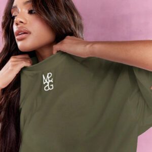 MISSGUIDED T-shirt surdimensionné à col rond et logo brodé