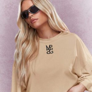 MISSGUIDED T-shirt surdimensionné à col rond et logo brodé