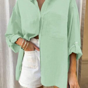 INAWLY Chemise décontractée à manches longues à épaules tombantes et à simple boutonnage à rayures pour femme
