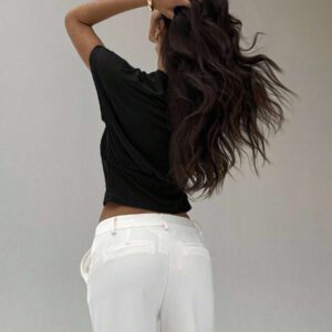 Aloruh Top de t-shirt tricoté avec fil métallique élégant pour le déplacement