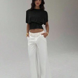 Aloruh Top de t-shirt tricoté avec fil métallique élégant pour le déplacement