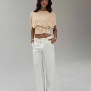 Aloruh Top de t-shirt tricoté avec fil métallique élégant pour le déplacement