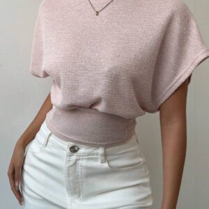 Aloruh T-shirt décontracté simple et à manches courtes de couleur unie pour femmes