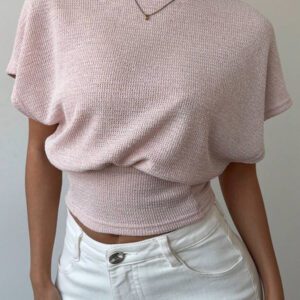 Aloruh T-shirt décontracté simple et à manches courtes de couleur unie pour femmes