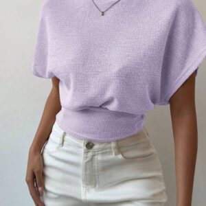 Aloruh T-shirt décontracté simple et à manches courtes de couleur unie pour femmes