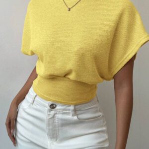 Aloruh T-shirt décontracté simple et à manches courtes de couleur unie pour femmes