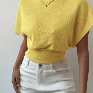 Aloruh T-shirt décontracté simple et à manches courtes de couleur unie pour femmes