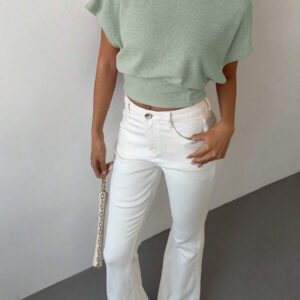 Aloruh T-shirt décontracté simple et à manches courtes de couleur unie pour femmes