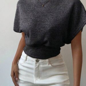 Aloruh T-shirt décontracté simple et à manches courtes de couleur unie pour femmes