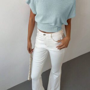 Aloruh T-shirt décontracté simple et à manches courtes de couleur unie pour femmes