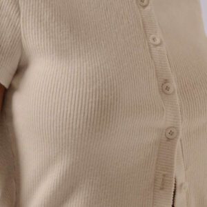 MUSERA T-shirt à manches courtes à col ras-du-cou côtelé avec boutons, printemps été, mignon, quotidien, aéroport, vacances, rentrée scolaire, automne hiver