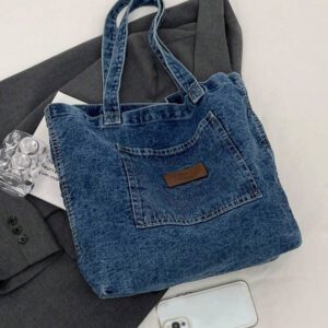 Sac à bandoulière et en denim, sac fourre-tout rétro de grande capacité, sac à main et sac de courses à la mode pour femmes, sac à main en jean vintage pour femmes