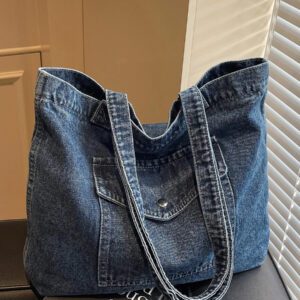 Sac à bandoulière et en denim, sac fourre-tout rétro de grande capacité, sac à main et sac de courses à la mode pour femmes, sac à main en jean vintage pour femmes