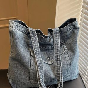 Sac à bandoulière et en denim, sac fourre-tout rétro de grande capacité, sac à main et sac de courses à la mode pour femmes, sac à main en jean vintage pour femmes