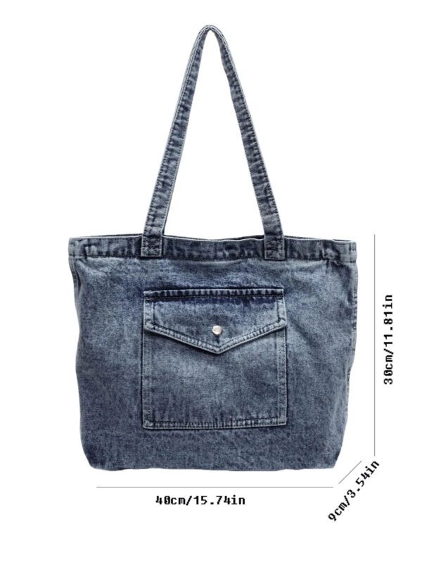 Sac à bandoulière et en denim, sac fourre-tout rétro de grande capacité, sac à main et sac de courses à la mode pour femmes, sac à main en jean vintage pour femmes – Image 27