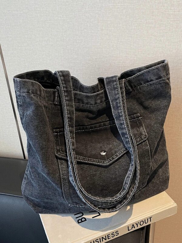 Sac à bandoulière et en denim, sac fourre-tout rétro de grande capacité, sac à main et sac de courses à la mode pour femmes, sac à main en jean vintage pour femmes – Image 28