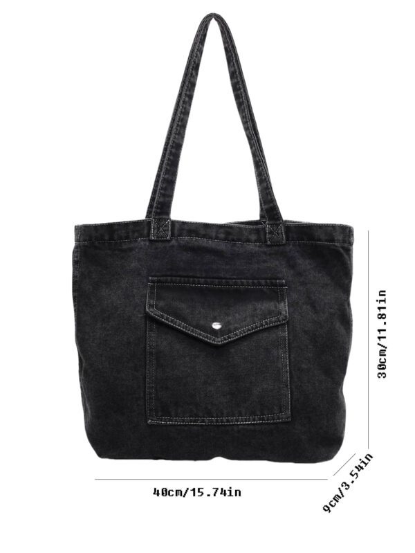 Sac à bandoulière et en denim, sac fourre-tout rétro de grande capacité, sac à main et sac de courses à la mode pour femmes, sac à main en jean vintage pour femmes – Image 33