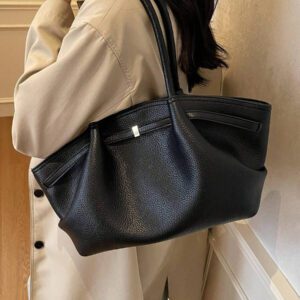 1 pièce Sac à épaule en PU unicolore pour femmes, sac à main rétro de grande capacité avec poignées doubles et fermeture magnétique, convient pour les voyages, les achats, les sorties, les cadeaux pour femmes, adapté aux adolescentes, étudiantes et jeunes professionnelles, idéal pour le bureau, l'école, le travail, les déplacements, l'extérieur, les voyages et les sorties