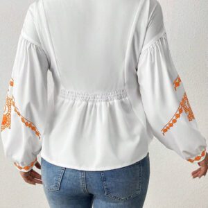 SHEIN LUNE Chemise à manches longues boutonné avec Top peplum à imprimé graphique plissé pour femmes