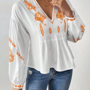 SHEIN LUNE Chemise à manches longues boutonné avec Top peplum à imprimé graphique plissé pour femmes