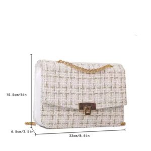 Sac carré à rabat à motif à carreaux avec chaîne, sac bandoulière mini mode à texture, sac à épaule avec fermeture à bascule, sac à main élégant pour femme, sac de plage, parfait pour l'été, les vacances et l'usage quotidien