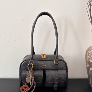 Sac à bandoulière vintage pour femmes de couleur unie avec grande capacité et plusieurs poches