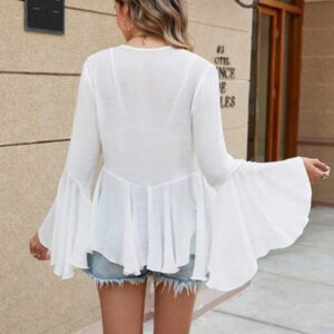 Swim Vcay Blouse d'été chic à la française, élégante et douce de couleur unie pour les vacances, de haute qualité