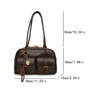 Sac à bandoulière vintage pour femmes de couleur unie avec grande capacité et plusieurs poches