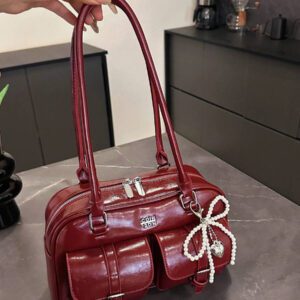 Sac à bandoulière vintage pour femmes de couleur unie avec grande capacité et plusieurs poches