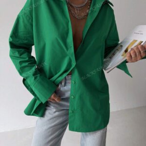 Chemise à lacets sans dos, blouse de bureau décontractée à boutons devant avec poche, couleur unie