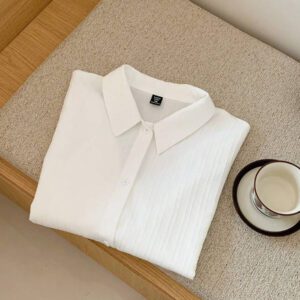 Comfortcana Blouse courte blanche texturée tissée pour femmes