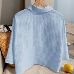 Comfortcana Blouse courte blanche texturée tissée pour femmes