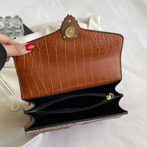 Sac carré vintage à chaîne pour femme avec imprimé crocodile, sac polyvalent à porter à l'épaule ou en bandoulière (23*15*9cm), sac pour femmes élégantes