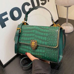 Sac carré vintage à chaîne pour femme avec imprimé crocodile, sac polyvalent à porter à l'épaule ou en bandoulière (23*15*9cm), sac pour femmes élégantes