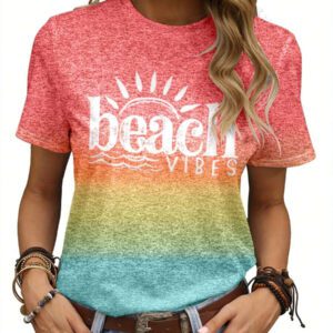 EMERY ROSE T-shirt col rond casual à imprimé vache, à manches courtes, polyvalent pour l'été