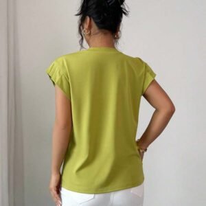 Elenzga T-shirt d'été et d'automne pour femmes avec fleurs 3D contrastées mignonnes