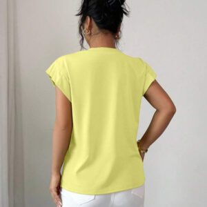 Elenzga T-shirt d'été et d'automne pour femmes avec fleurs 3D contrastées mignonnes