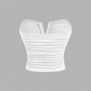 SHEIN MOD 3 pièces/Set Débardeur blanc à col V profond froissé pour femmes