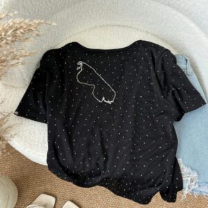 Easowa T-shirt côtelé ajusté à col ras-du-cou pour femmes, en tissu jacquard texturé, pour un port décontracté et confortable à la maison, en vacances et en sortie