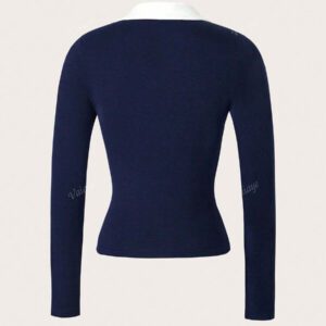 Vaiaye Vêtements d'automne pour femmes, pull tricoté ajusté avec manches longues, col polo, pour retour à l'école et la vie quotidienne