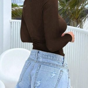Vaiaye Vêtements d'automne pour femmes, pull tricoté ajusté avec manches longues, col polo, pour retour à l'école et la vie quotidienne