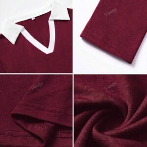 Vaiaye Vêtements d'automne pour femmes, pull tricoté ajusté avec manches longues, col polo, pour retour à l'école et la vie quotidienne