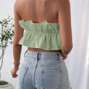 SHEIN Privé Top bandeau plissé de couleur unie, décontracté pour les vacances