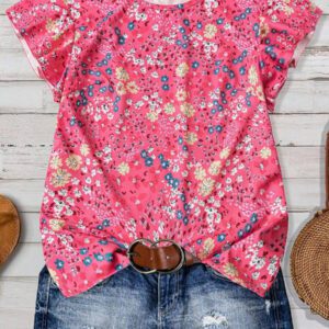 EMERY ROSE Blouse ample à imprimé floral léger pour femme, à porter en vacances, au casual ou au travail avec design de manches à volants