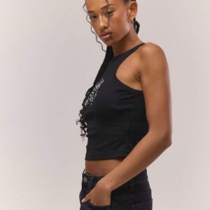 MUSERA Débardeur ajusté à col rond avec imprimé graphique, streetwear Y2K, look cool et mignon, décontracté, idéal pour la rentrée scolaire en automne