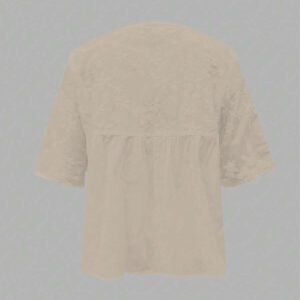 INAWLY Blouse décontractée à col rond, manches mi-longues, fleurs brodées, ample, pour femmes