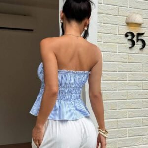 Sunnyshic Femmes d'été casuel vacances quotidien rayé Tissu nœud papillon frontal milieu attaché plissé Bandeau