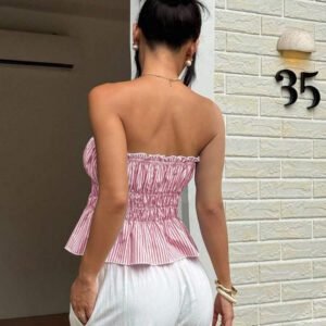 Sunnyshic Femmes d'été casuel vacances quotidien rayé Tissu nœud papillon frontal milieu attaché plissé Bandeau