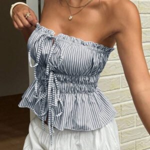 Sunnyshic Femmes d'été casuel vacances quotidien rayé Tissu nœud papillon frontal milieu attaché plissé Bandeau
