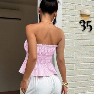 Sunnyshic Femmes d'été casuel vacances quotidien rayé Tissu nœud papillon frontal milieu attaché plissé Bandeau